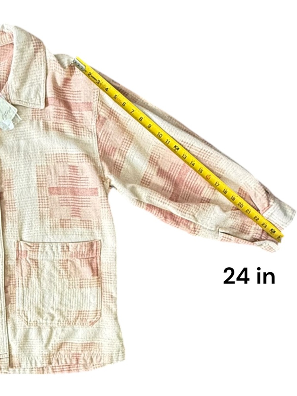 Free People We The Free Shirt Women L Beige Pink Plaid Button Up Long Sleeve - Picture 9 of 12